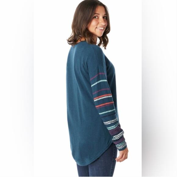 SMARTWOOL Shadow Pine Crewneck Merino Wool Sweater Peacock Blue Sz S {BB35} - Picture 1 of 6